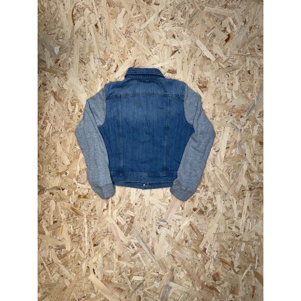 CHAPS Women's Light Wash Denim & Jersey Knit Sleeve Jacket Sz L - Picture 5 of 5